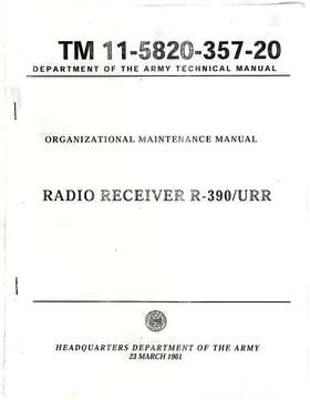 11-5820-357-20 Army R-390 Maintenance Photocopy Manual For The R-390/urr Radio 1961 Tm