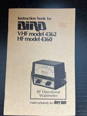 4360 Bird 4362 Wattmeter Hf Model Vhf Instruction Manual. Original