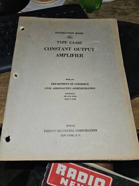Ca-625 Civil Aeronautics 1942 Constant Output Amplifier Type Instruction Book