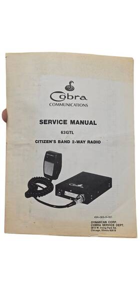 63gtl Cobra Cb Radio Citizens Band 2-way Service Manual And Schematics