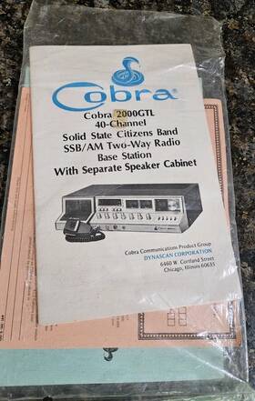 Ca2000gtl-man Cobra Orginal 2000gtl Am/ssb Cb Radio Owners Manual Great Condition