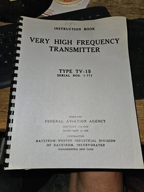 Daystrom Tv-15 Faa Very High Frequency Radio Transmitter Type Instruction Book