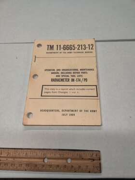 11-6665-213-12 Department Of The Army 1969 Vietnam War Us Technical Book Radiacmeter Im-174 Tm