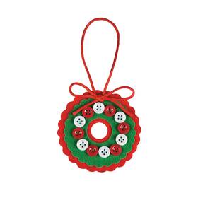 Fun Express 887600152991 Red And White Button Wreath Christmas Ornament Craft Kit - Kits 12 Pieces