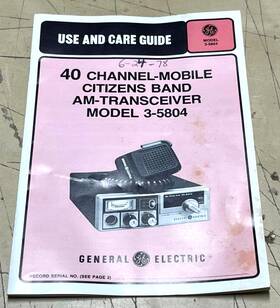 3-5804 Ge Vtg 40 Channel Mobile Citizens Band Am Transceiver Instructions Guide