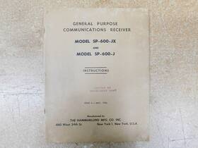 Sp-600-jx Hammarlund Sp-600-jx/j And Sp-600-j Receiver Instruction Manual Original