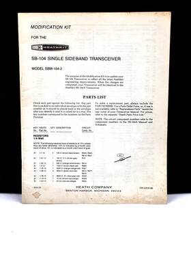 Heathkit Sbm-104-2 Sb104 Single Sideband Transceiver Model Modification Kit Instructions