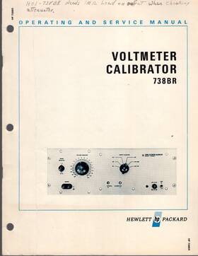 00738-90002 Hewlett Packard 738br Voltmeter Calibrator Operating&service Manual