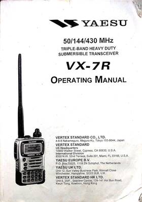Vx-7r Icom Yaesu Ht Transceiver Original Instruction Manual