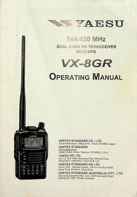 Vx-8gr Icom Vx-8r Yaesu Ht Transceiver Original Instruction Manual