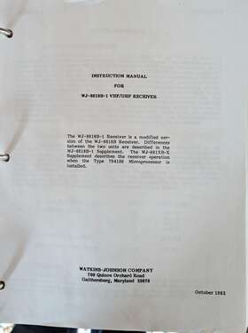 8618b-1 Johnson Watkins-johnson Vhf/uhf Receiver Complete Manual Copy