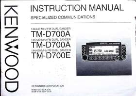 Tm-d700a Kenwood Tm-d700e Transceiver Specialized Communications Original Manual
