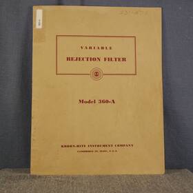360-a Krohn-hite Model Variable Rejection Filter Operating Manual And Service Info