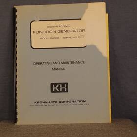 Krohn-hite 5400b Krohn-hite Model 5mhz Function Generator Operating And Maintenance Manual
