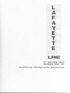 Tm-59 Lafayette Model Inch S Meter Installation And Operating Instructions Manual