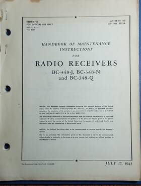 Bc-348 Military Receiver -j -n -q Orginal Issue Manual With Revision Supplement