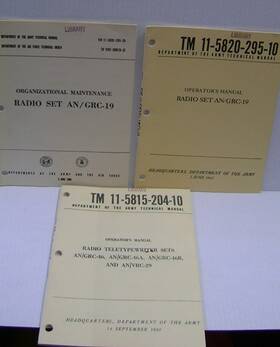 Military Grc-19 3 Original Us Army Radio Set An/grc-19 Manuals Bin 39.95 Shipped