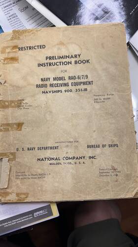 Rao-6 National Rao-7 Original Navy Radio And Parts Manual For Rao-6/7/9