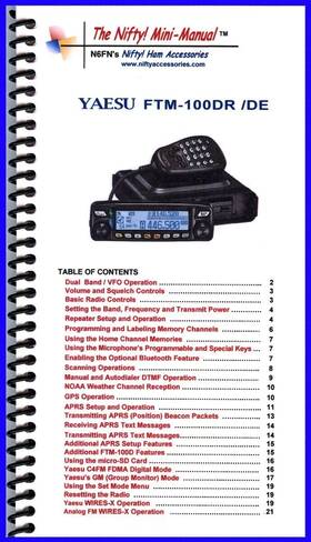 Mm-ftm-100dr Nifty Accessories Ham Radio Mini-manual For The Yaesu Ftm-100dr / De