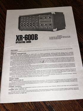 Xr-600b Peavey 600b Manual For Mixer Amp