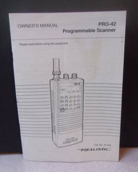 20-302 Radioshack Handheld Scanner Inch Replacement Manual For Realistic Pro-42 /
