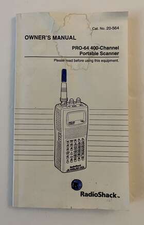 20-564 Radioshack Radio Shack Pro-64 400 Channel Portable Scanner Owners Manual Only