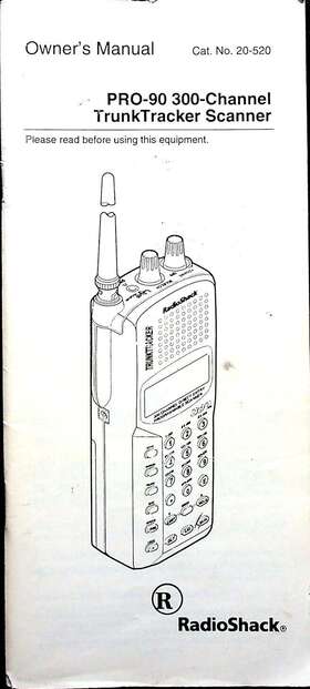 Radioshack Pro-90 Radio Shack Scanner Original Instruction Manual