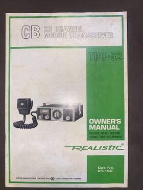 21-142 Radioshack Trc-52 Radio Shack Cb 23 Channel Mobile Transceiver Manual Cat# Vtg Ephemera