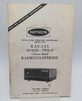 Raytheon Trw-9 Ray-tel Cb Radiotelephone Twr-9 Manual Installation Operation