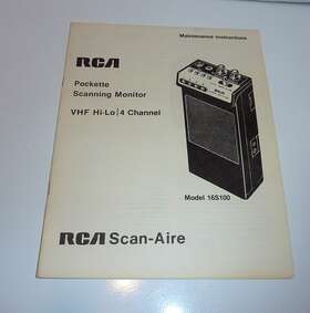 16s100 Rca Scanner/ Monitor Vhf Scan-aire Pockette Maintenance And Instructions