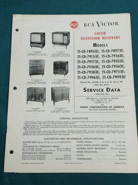 21-cd Rca Victor Color Television Receivers Service Data 1956 No. T6 Model 21