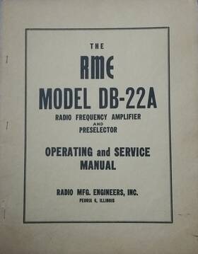 Db-22a Rme Rf Amplifier/preselector Original Factory Operating And Service Manual