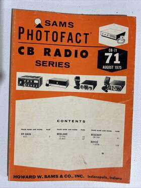 Cb-71 Sams Photofact Cb Radio Series No. 71 August 1975