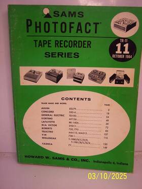 Tr-11 Sams Photofact Tape Recorder Series 1964