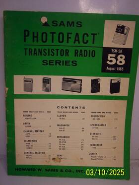 Tsm-58 Sams Photofact Transistor Radio Series 1965 Tsm-58 Sams Photofact Transistor Radio Series 1965