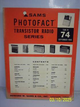 Tsm-74 Sams Photofact Transistor Radio Series 1966