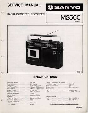 Sanyo Wm-2889 M2560 Radio Cassette Recorder Service Manual