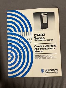 C740z Standard Communication Uhf/fm Paging Transceiver Series Maintenance Manual
