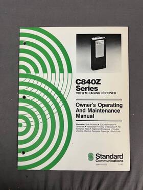 C840z Standard Communication Series Vhf/fm Paging Receiver Maintenance Manual