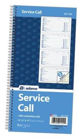 2-part Tops Business Forms Inc. Sc1155 Service Call Book 5.25 X 11 Inch Spiral Binding Carbonless 4
