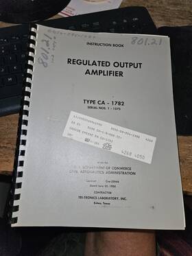 Tri-tronics Ca-1782 Rare Regulated Output Amplifier Type Instruction Book Civil Aeronautics
