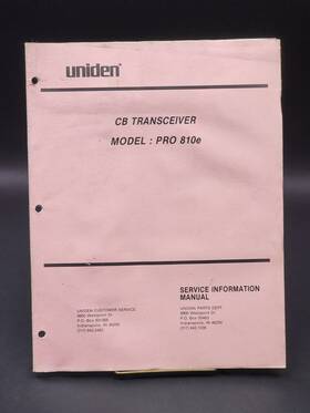 810e Uniden Service Manual For Cb Transceiver Model Pro