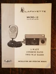 Lafayette MICRO-12 (99-31957WX) Cb Two-way Radio Installation & Operating Manual. Fixed Price $12.99.
