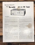 Hh Scott Model 311A 311-A Tuner Service Manual *original*. Fixed Price $19.97.