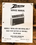 Zenith Royal H76-1 Radio Service Manual *original*. Fixed Price $19.97.