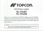 Topcon Rotating Laser Rl-vhbbt/rl-vhbdb Instruction Manual. Fixed Price $19.95.
